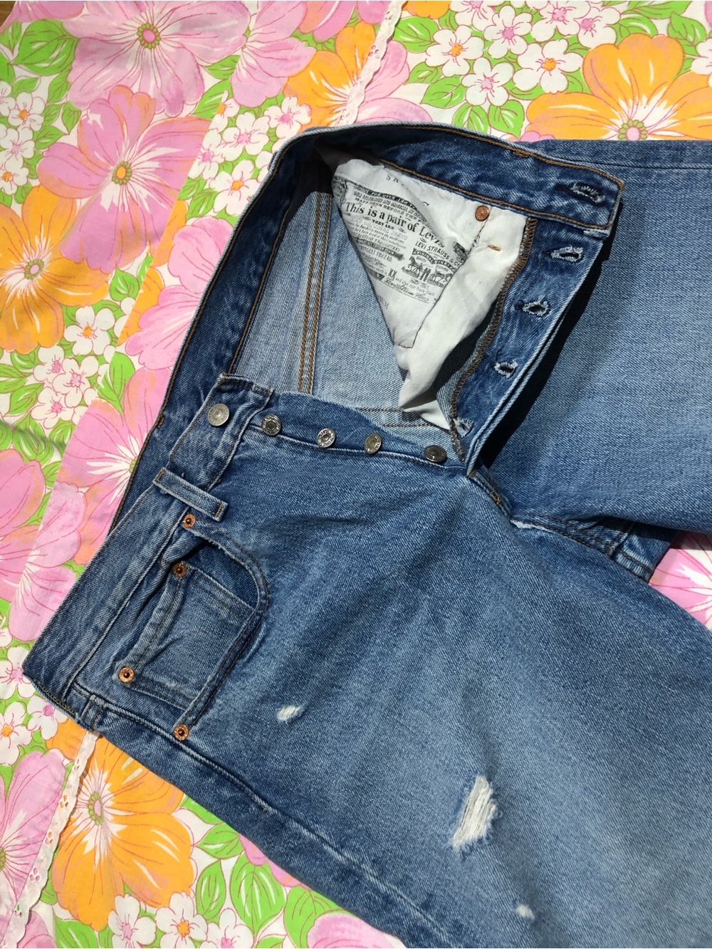 Levi's Premium 501 S 30x28 Skinny Jeans Distressed Button Fly - Picture 7 of 16